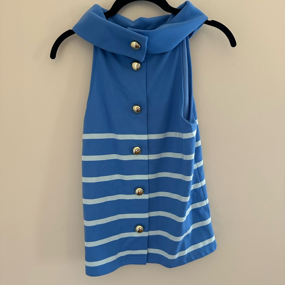 Sail to Sable Striped Cowl Neck Top - Gold Button Back